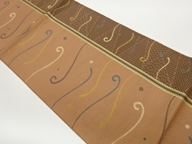 JAPANESE NAGOYA OBI / WOVEN ABSTRACT WAVY STRIPE